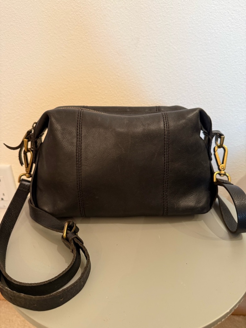 Madewell Mini Glasgow Crossbody Black Leather Bag Zip Top Purse